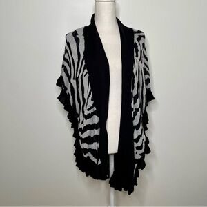Joseph A. Black gray zebra poncho Cardigan Shawl size medium